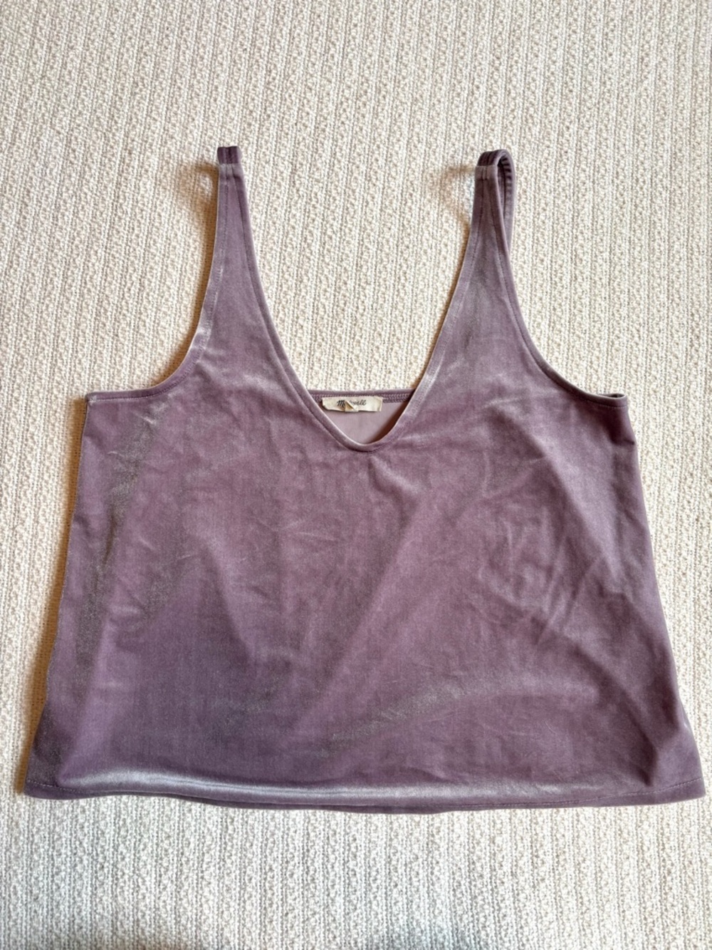 Madewell Velvet V‑Neck Tank — Lavender Purple